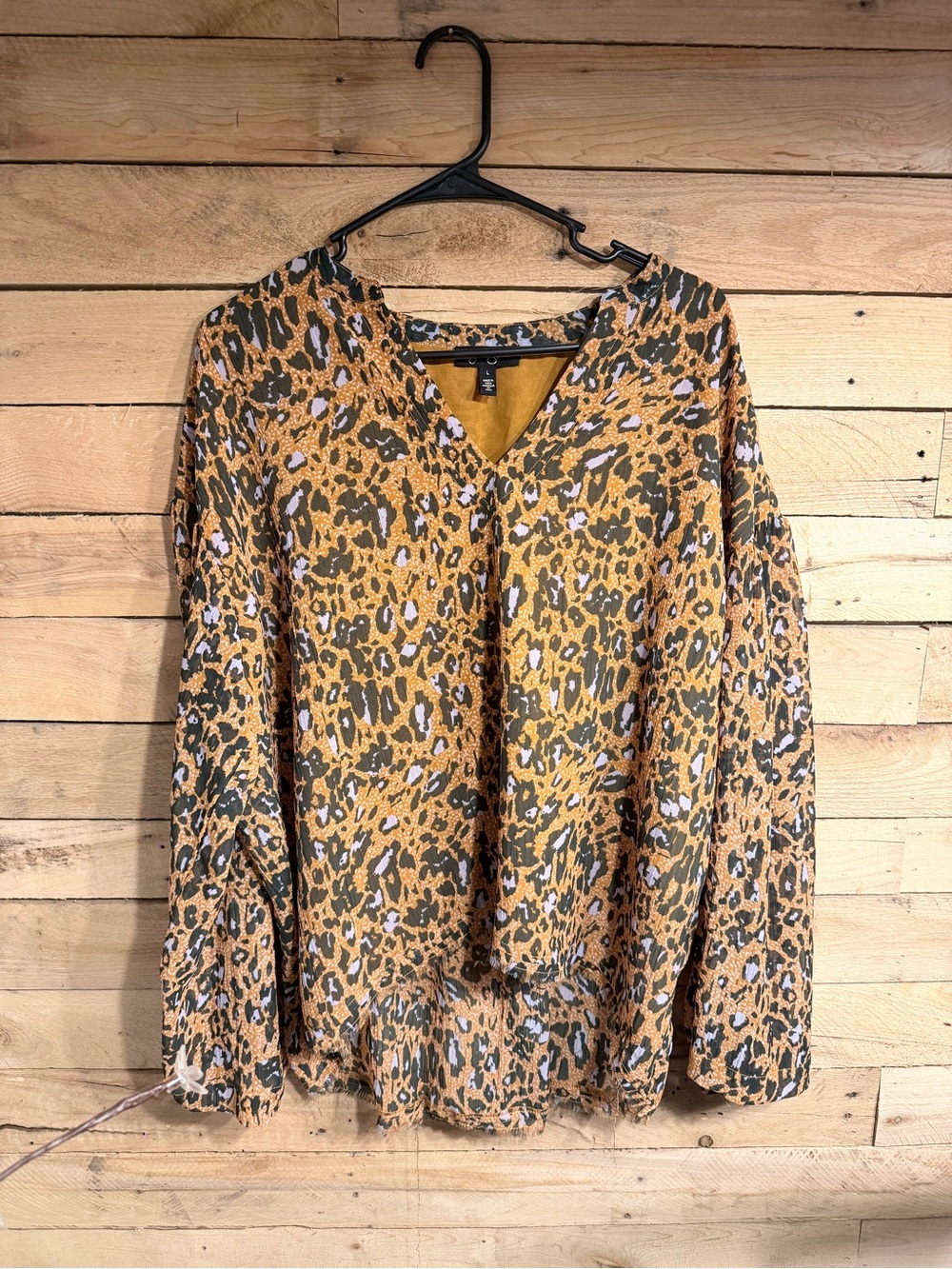 Jessica Simpson Mustard Animal Print V-Neck Blouse